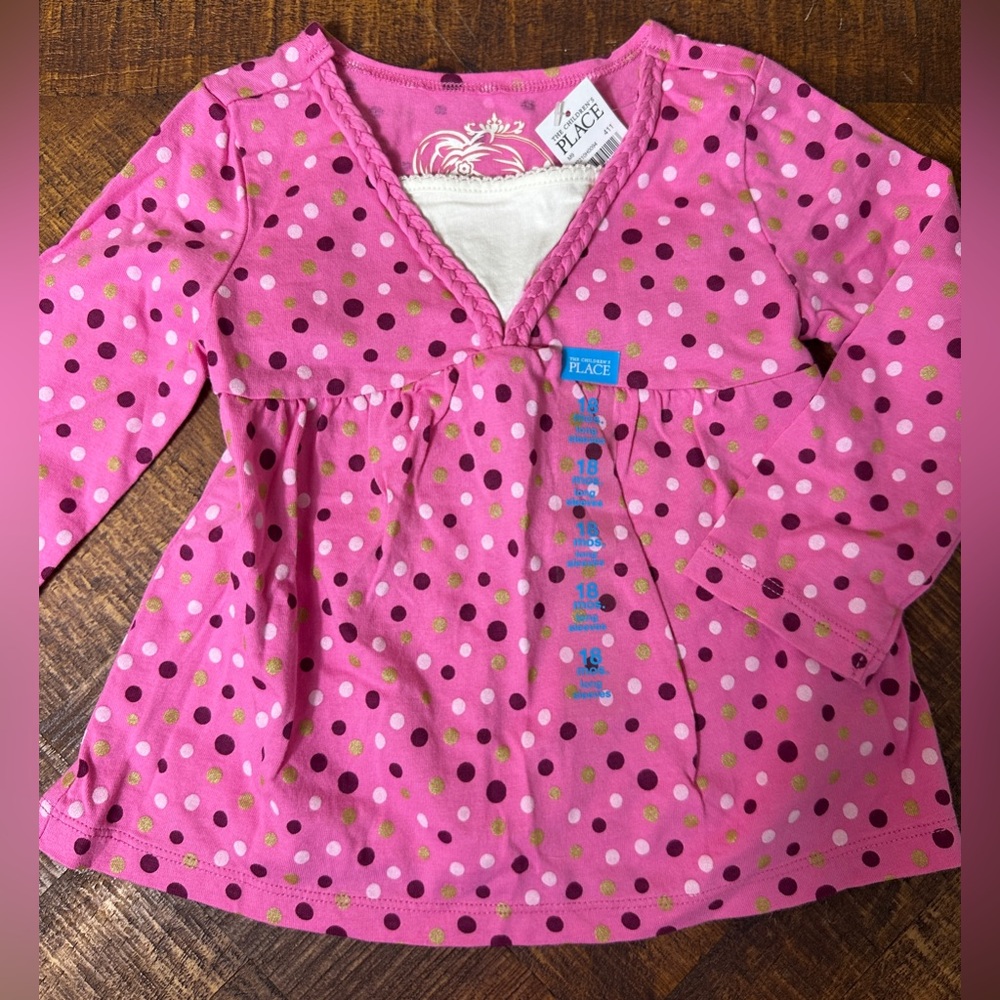 NWT 18 Months The Children’s Place Pink Polka Dot Long Sleeve‎ Top